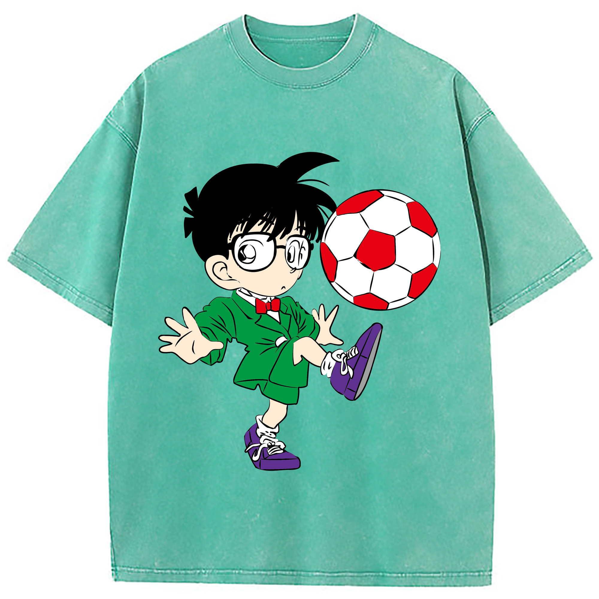 （画像用） 名探偵コナン 江戸川 コナン Detective Conan Conan Edogawa 綿100% ヴィンテージ風 半袖Tシャツ（フロントプリント）
